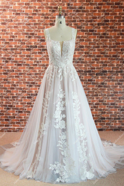 Breathtaking The Light A-Line Style And Scoop Neckline Bridal Gown