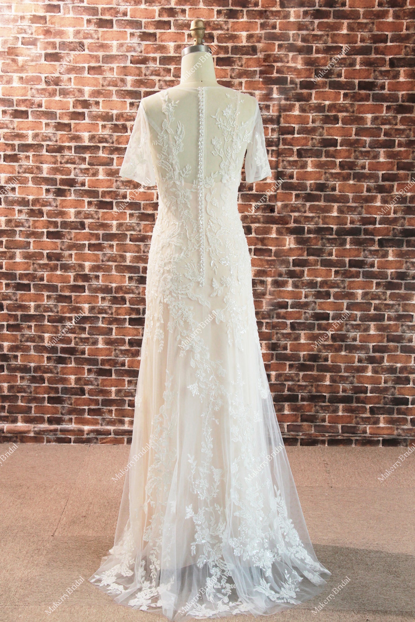 Beaded Lace Beaded Lace and Tulle Wholesale Sheath Wedding Dress