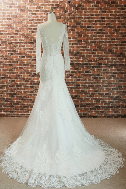 Romantic Mermaid Sweetheart Bridal Gown With Detachable Illusion Long Sleeves