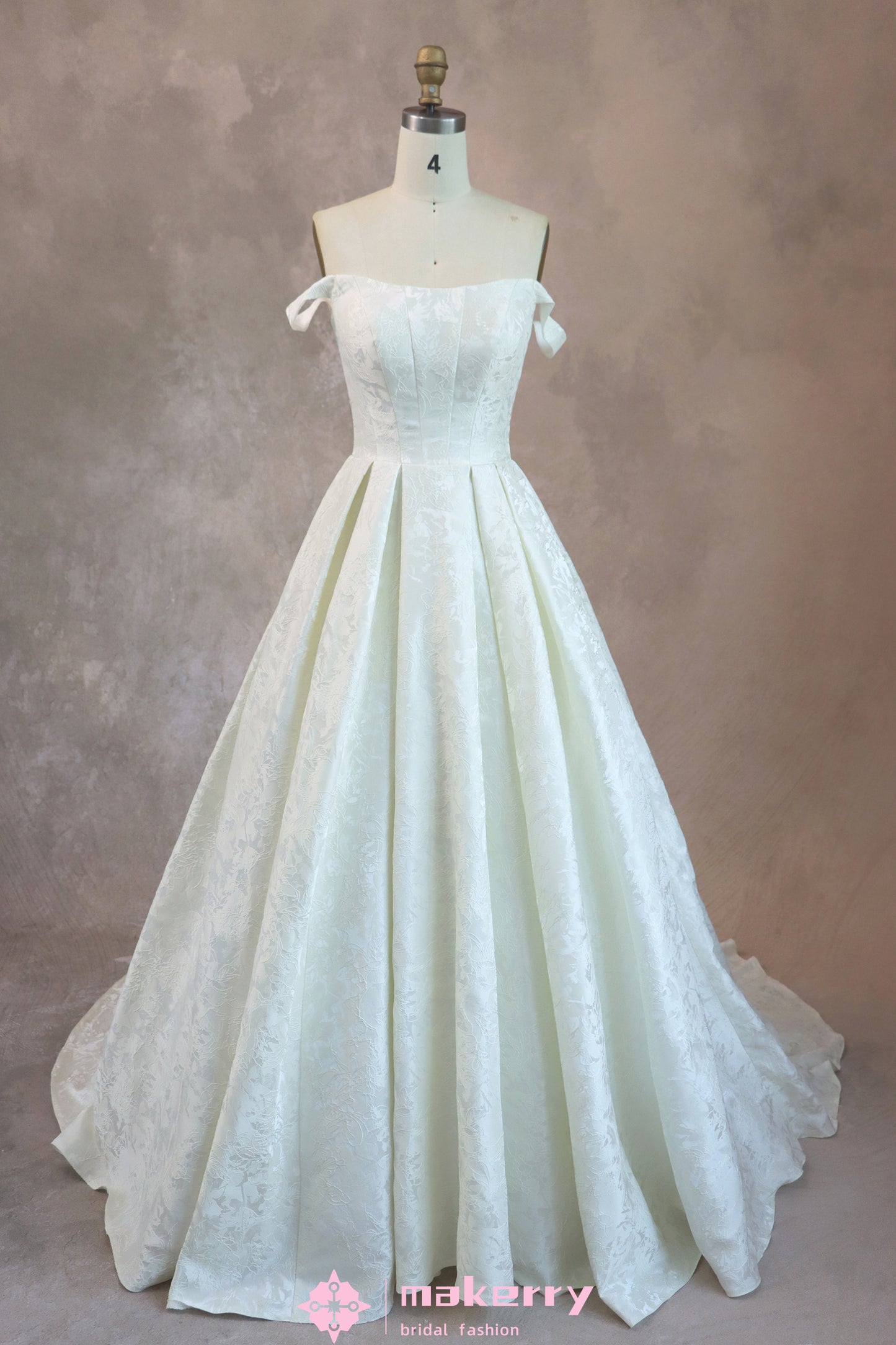 Beautiful Brocade Ball Gown With Textured Floral Pattern MakerryBridal Beautiful Brocade Ball Gown With Textured Floral Pattern MakerryBridal