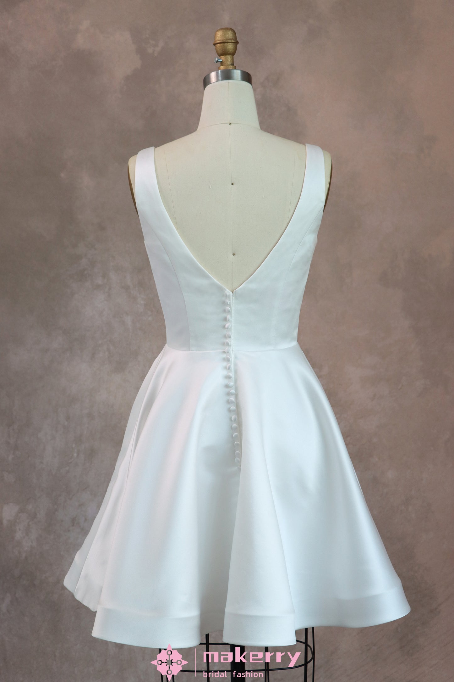 A Line Short Mini Satin Wedding Dress