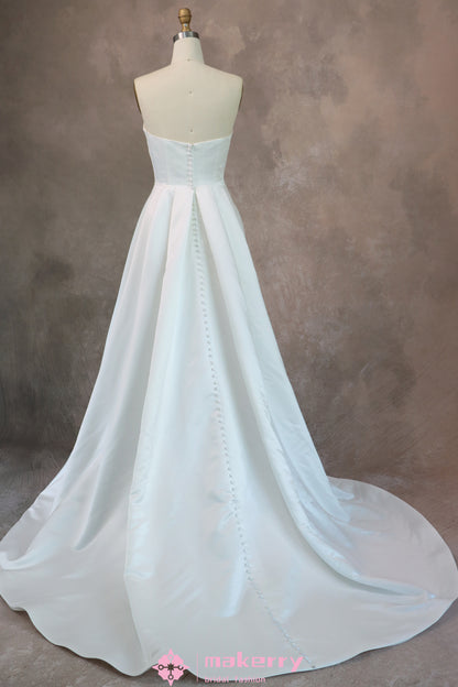 Satin A-Line wedding Gown With Split