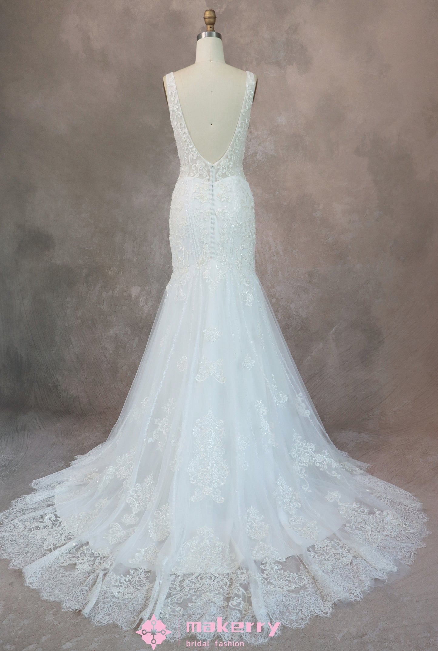 Gorgeous Mermaid Lace Tulle Bridal Dress