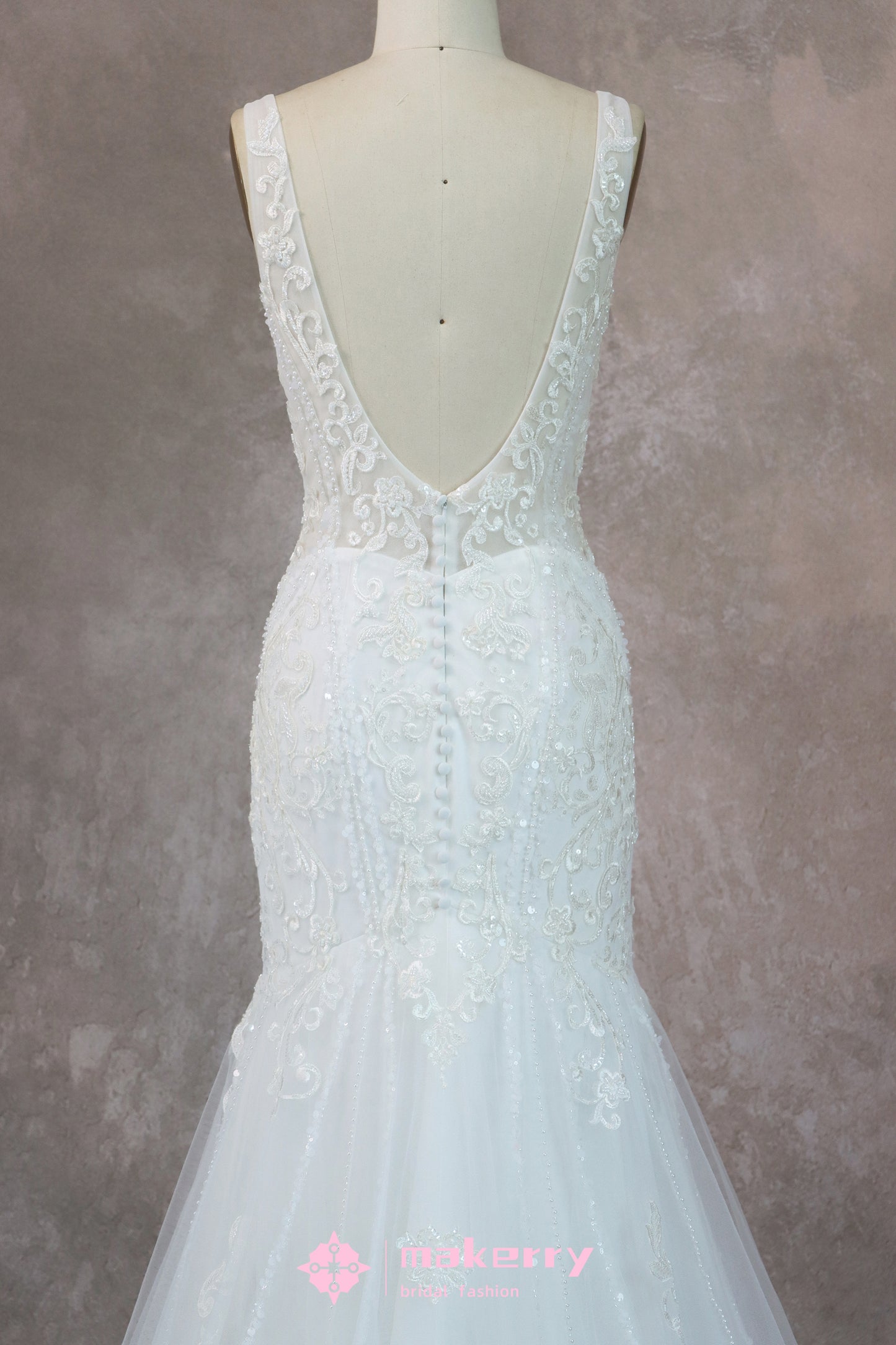 Gorgeous Mermaid Lace Tulle Bridal Dress