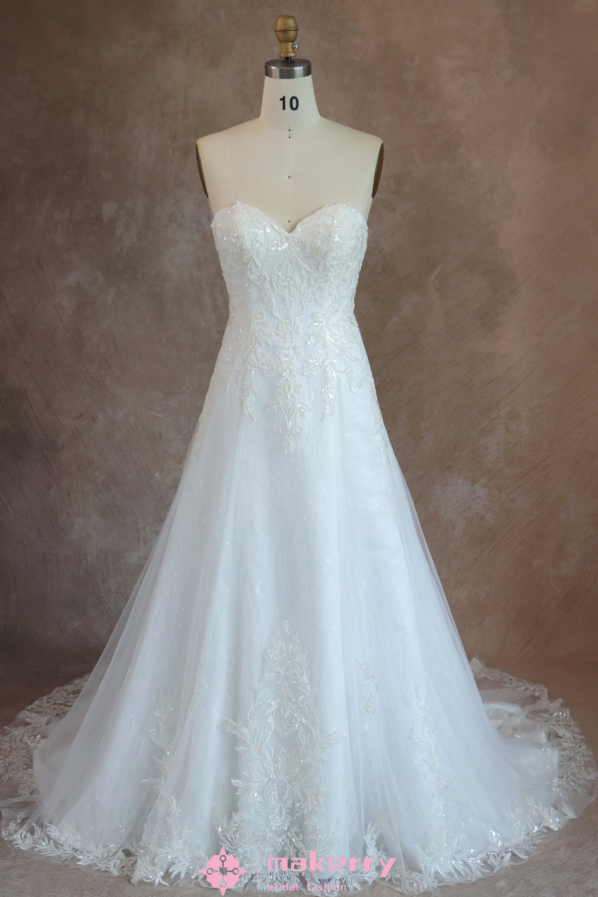 Sweetheart Beaded Lace Applique Bride Gown MakerryBridal Sweetheart Beaded Lace Applique Bride Gown MakerryBridal