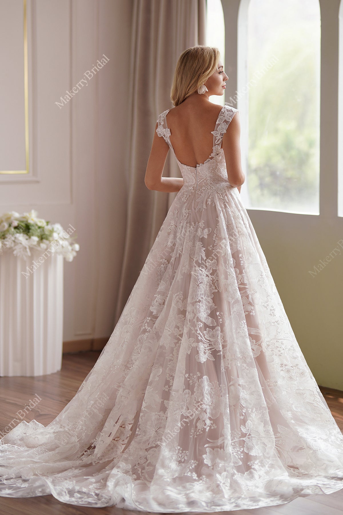 Dreamy Floral A-Line Wedding Dress With Lace