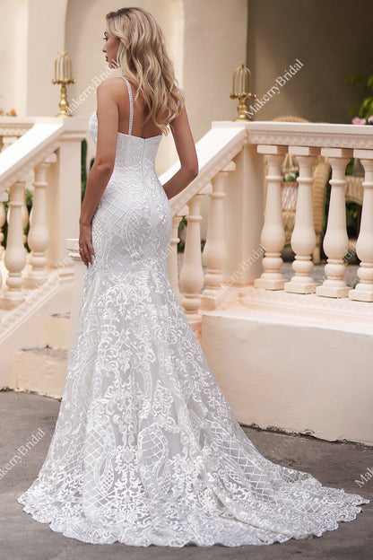 Spaghetti Strap Sweetheart Neckline Fit And Flare Wedding Dress