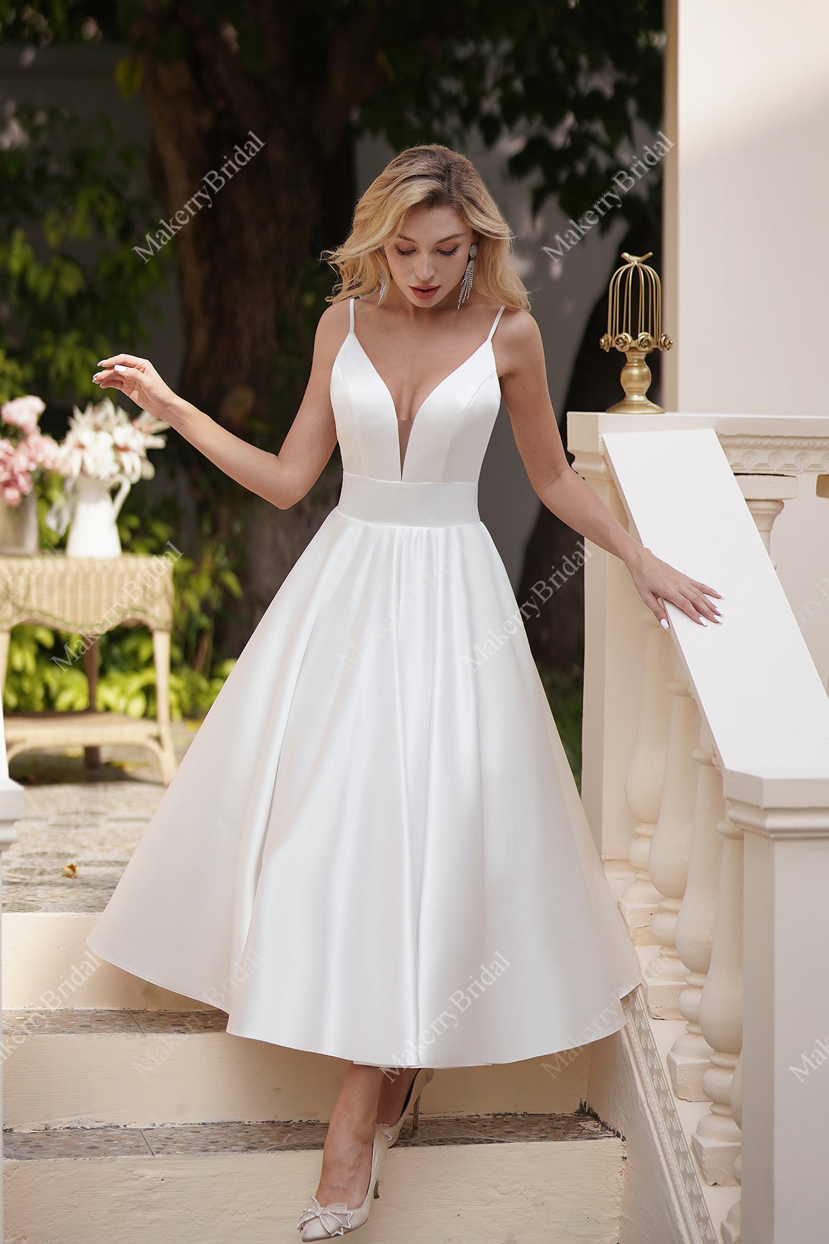 simple wedding dress DKZQQ Dresses for Bride Satin Off Shoulder Sleeveless Beach Bridal Gown with Train Ivory Size 2 at Amazon Women's Clothing store Customization service is also available according to your special requirement. Simple Short Satin Wedding Dress