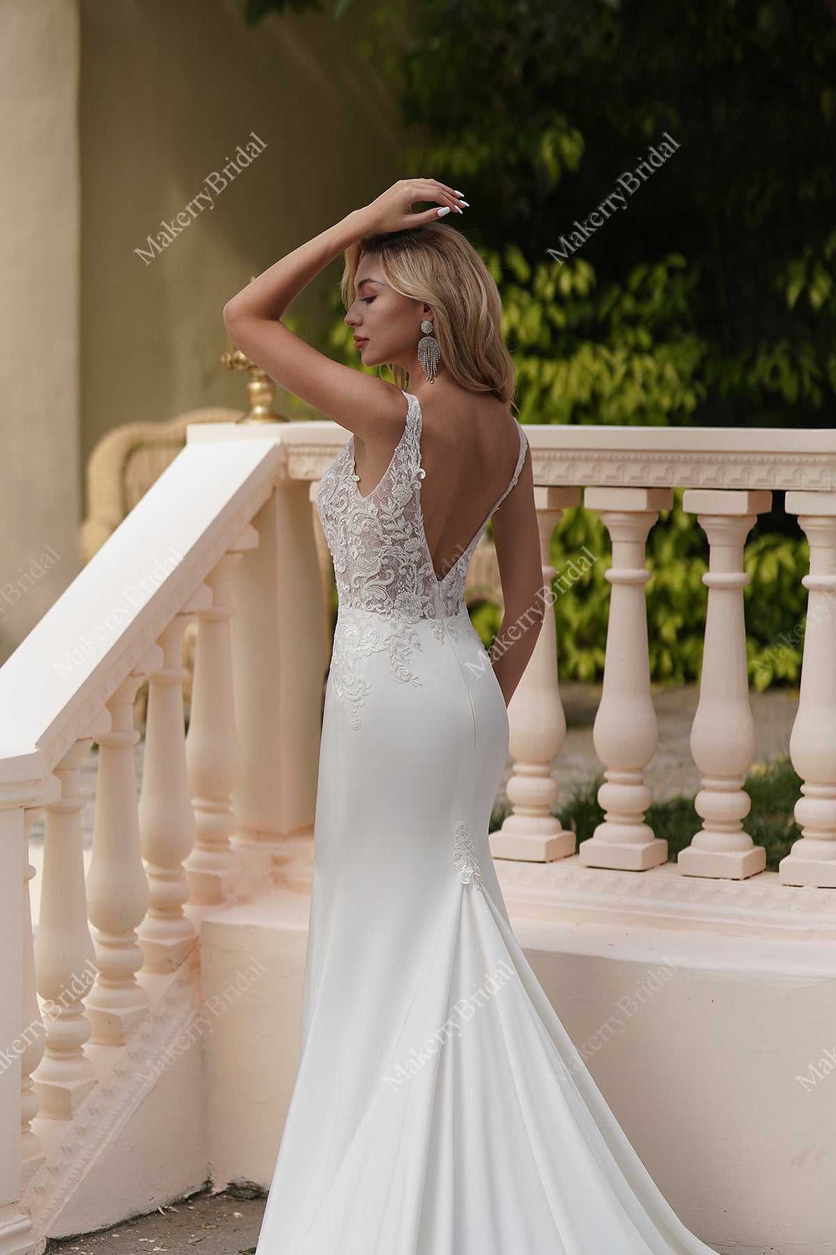 Elegant Beaded Lace Satin Mermaid Wedding Dress – MakerryBridal