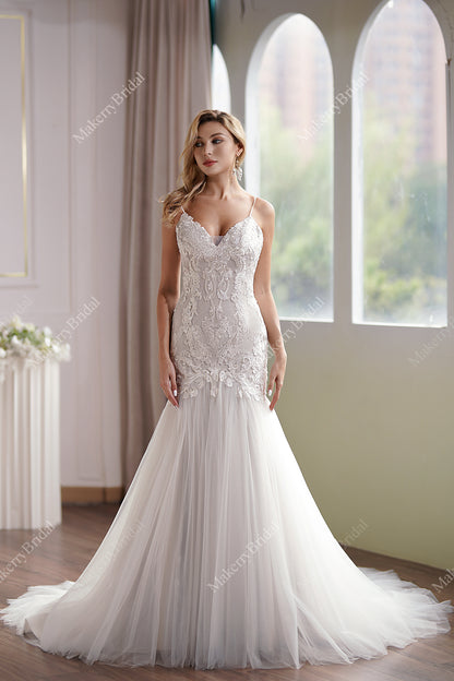 Curve-hugging Beaded Lace Mermaid Wedding Gown With Breathtaking Illusion Back