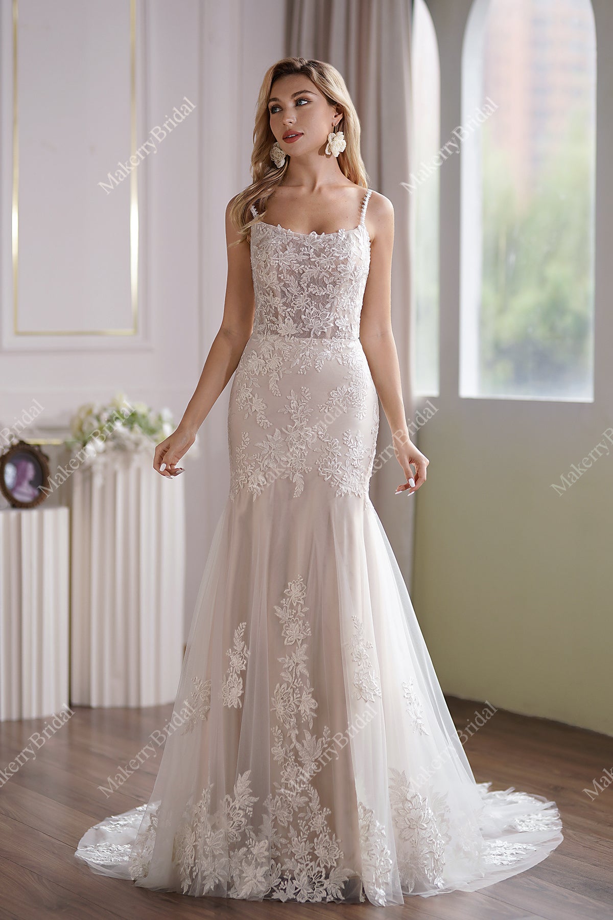 subtle mermaid dress subtle mermaid dress Simple Satin Mermaid Wedding Dress with V-Neck