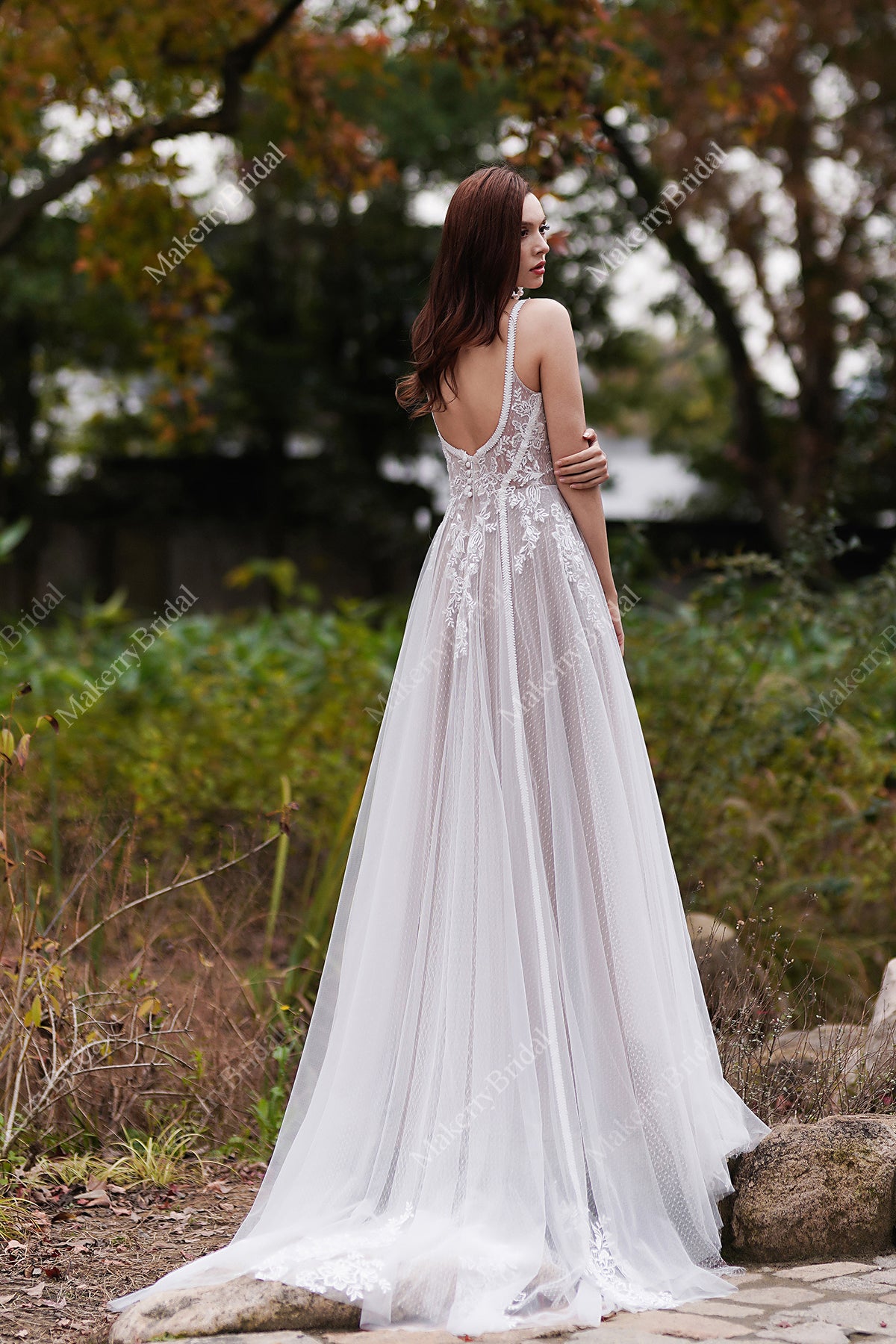 Bohemian Lace And Floral Wedding Dress