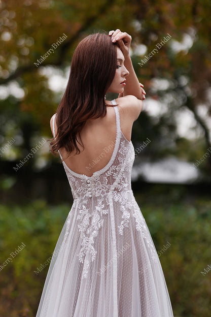 Bohemian Lace And Floral Wedding Dress