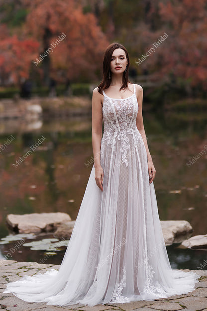 Bohemian Lace And Floral Wedding Dress