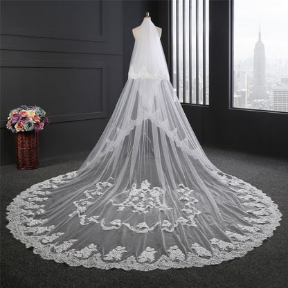 Luxurious wider wire lace cathedral bridal veil