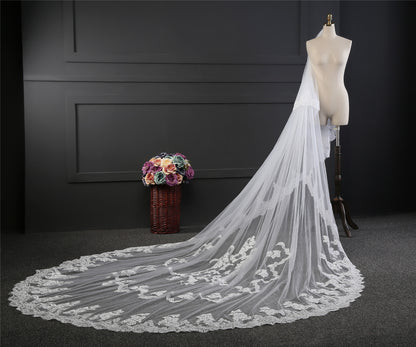 Luxurious wider wire lace cathedral bridal veil