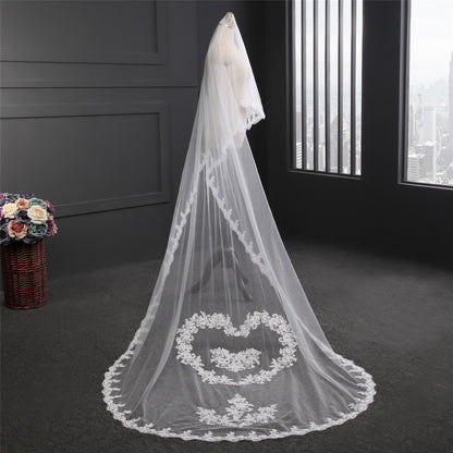 Cathedral Cover Face Long Lace Edge Bride Veil