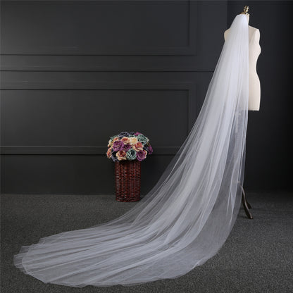 Simple double layer bridal veil with hair comb