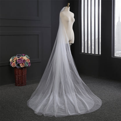 Simple double layer bridal veil with hair comb