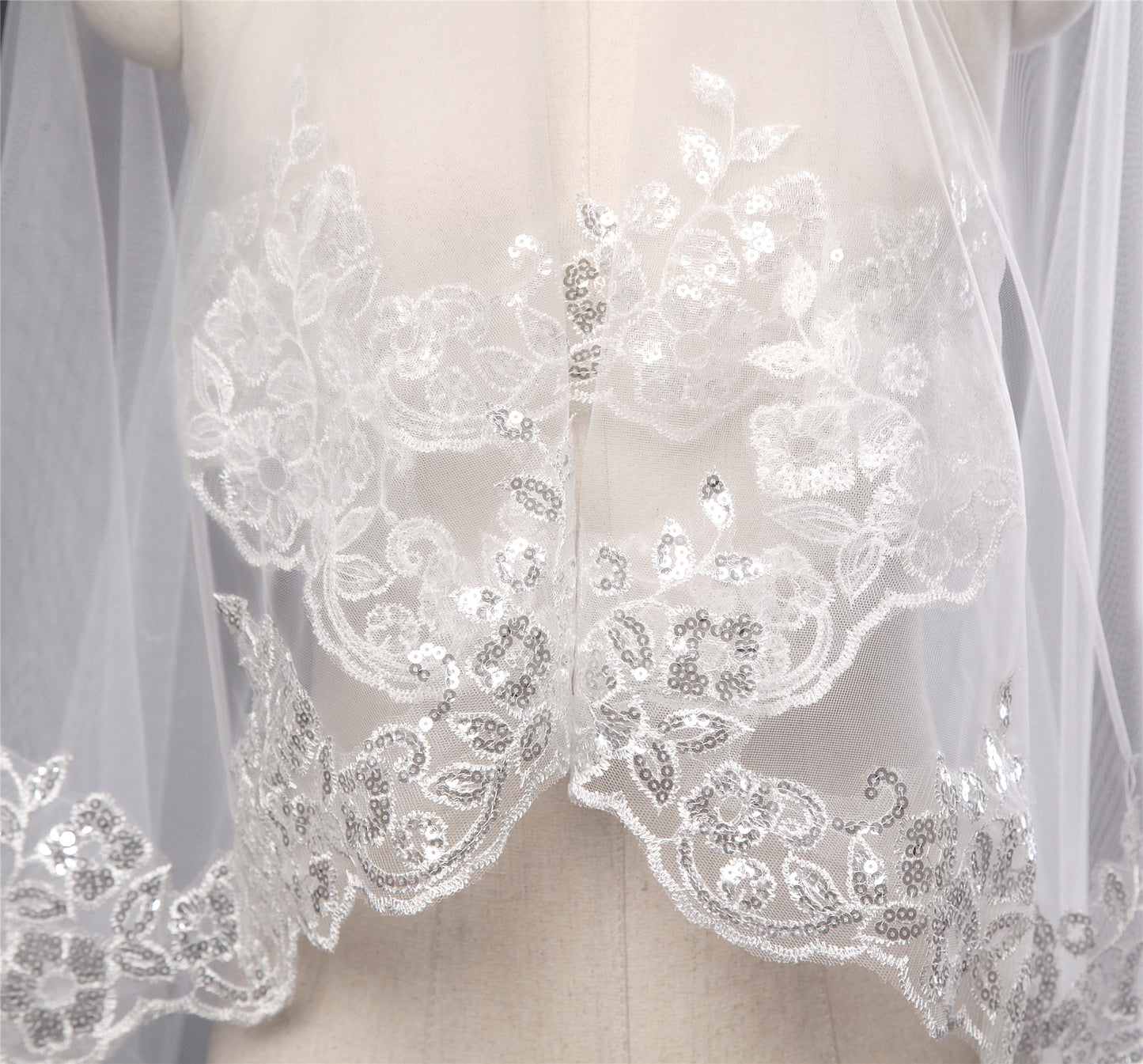 wholesale in stock sequin lace wedding veil