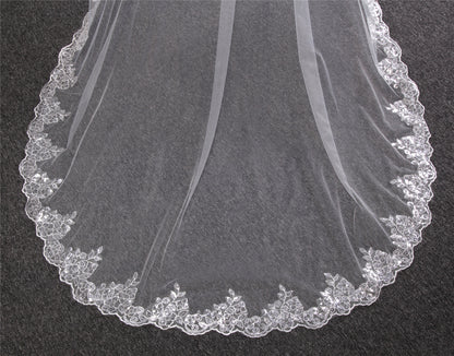 wholesale in stock sequin lace wedding veil