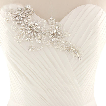 Luxurious Floral Crystal Pearl Bridal Sash