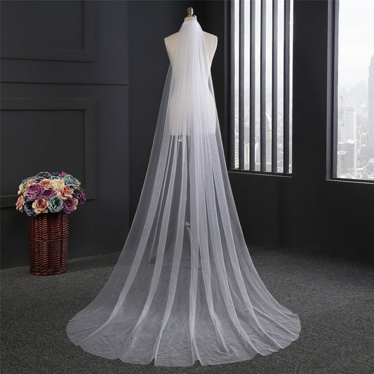 Simple 3m floor length cathedral wedding veil