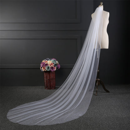 Simple 3m floor length cathedral wedding veil