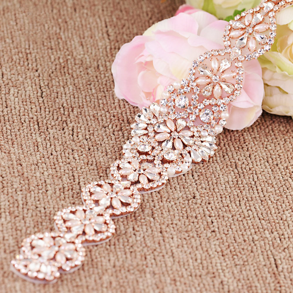 Luxurious crystals pearls bridal sash