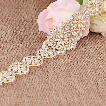 Luxurious crystals pearls bridal sash