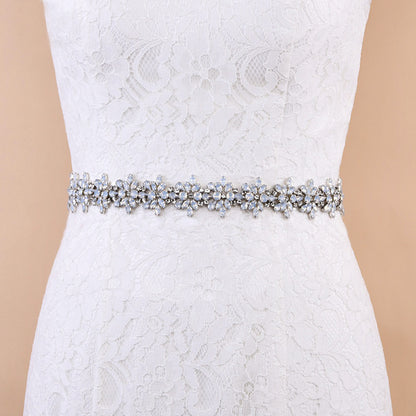 Rhinestone bridal belts with ribbon beads sash