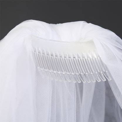 Two layer simple wedding veil with comb