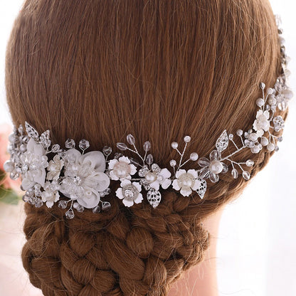 Rhinestone crystal pearl wedding hair tiara for brides