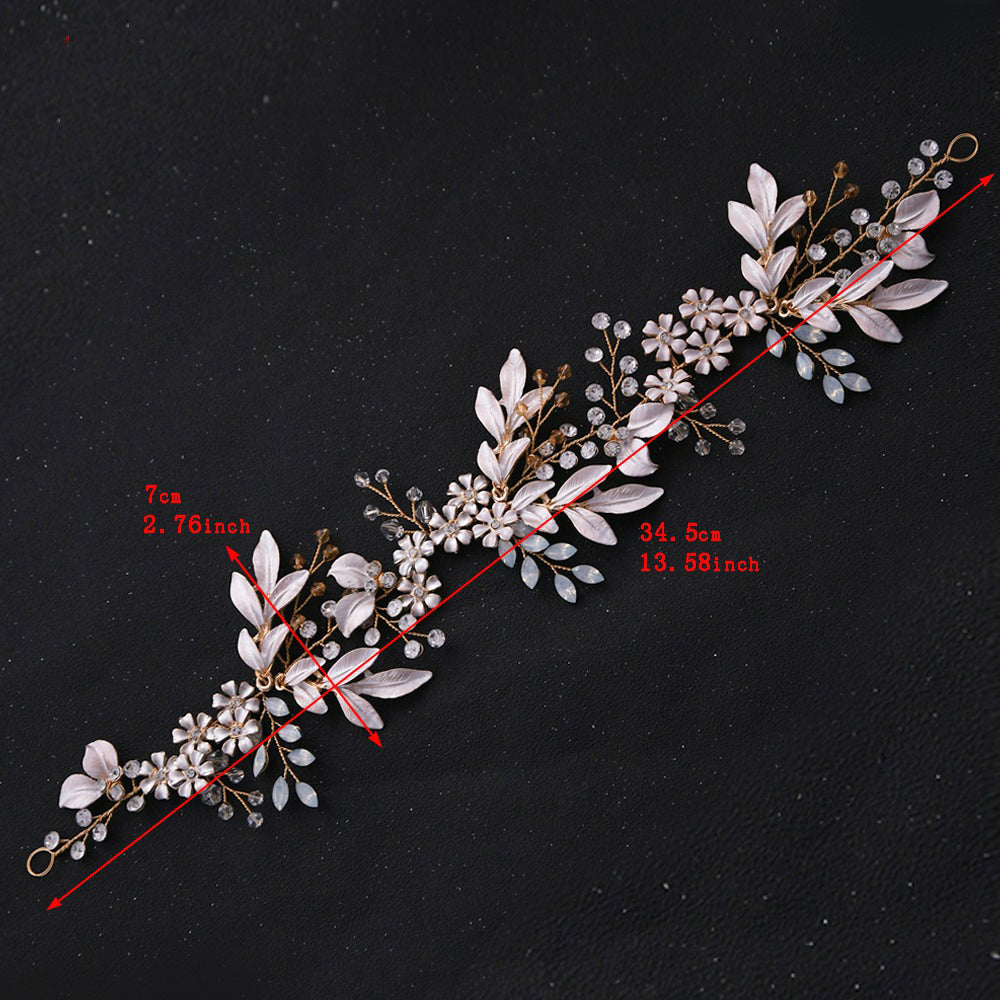 Luxury opal rhinestones flower leaf headpiece