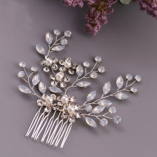 Chic opal pearls bridal comb for fashion brides