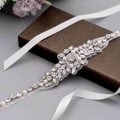 Silver beaded belts for formal dresses belt MakerryBridal Silver beaded belts for formal dresses belt MakerryBridal