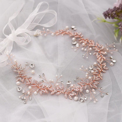 Delicate rhinestones pearls bridal headband