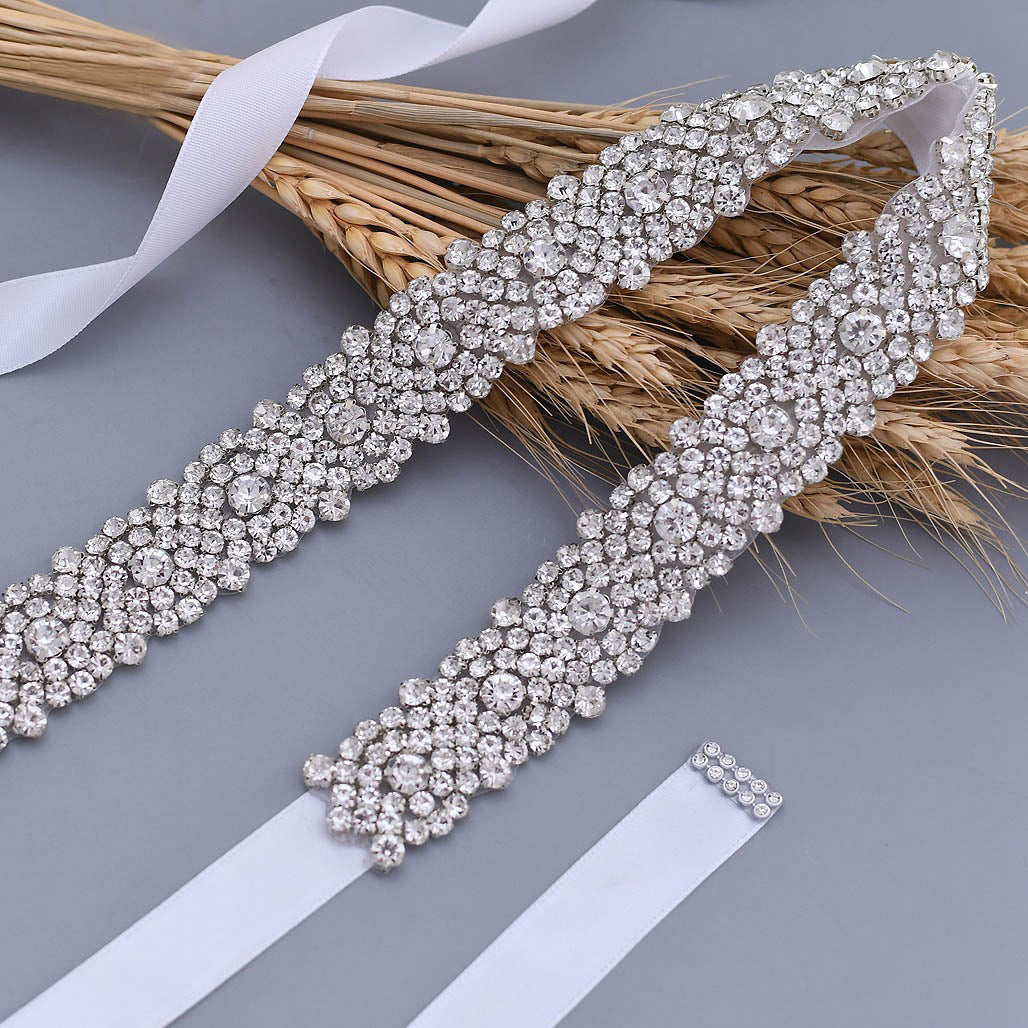 Handmade rhinestone crystal bridal sash