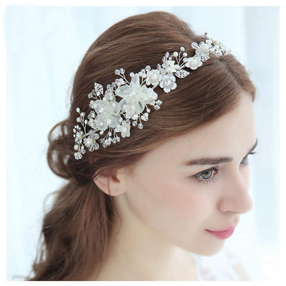 Rhinestone crystal pearl wedding hair tiara for brides