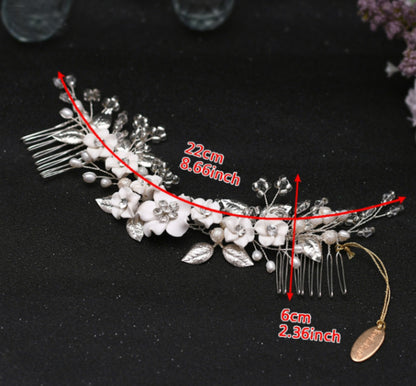 Ceramic flowers bridal headband / hair vine