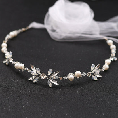 Crystal And Pearl Bridal Headband and Belt