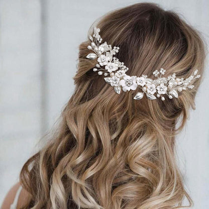 Ceramic flowers bridal headband / hair vine