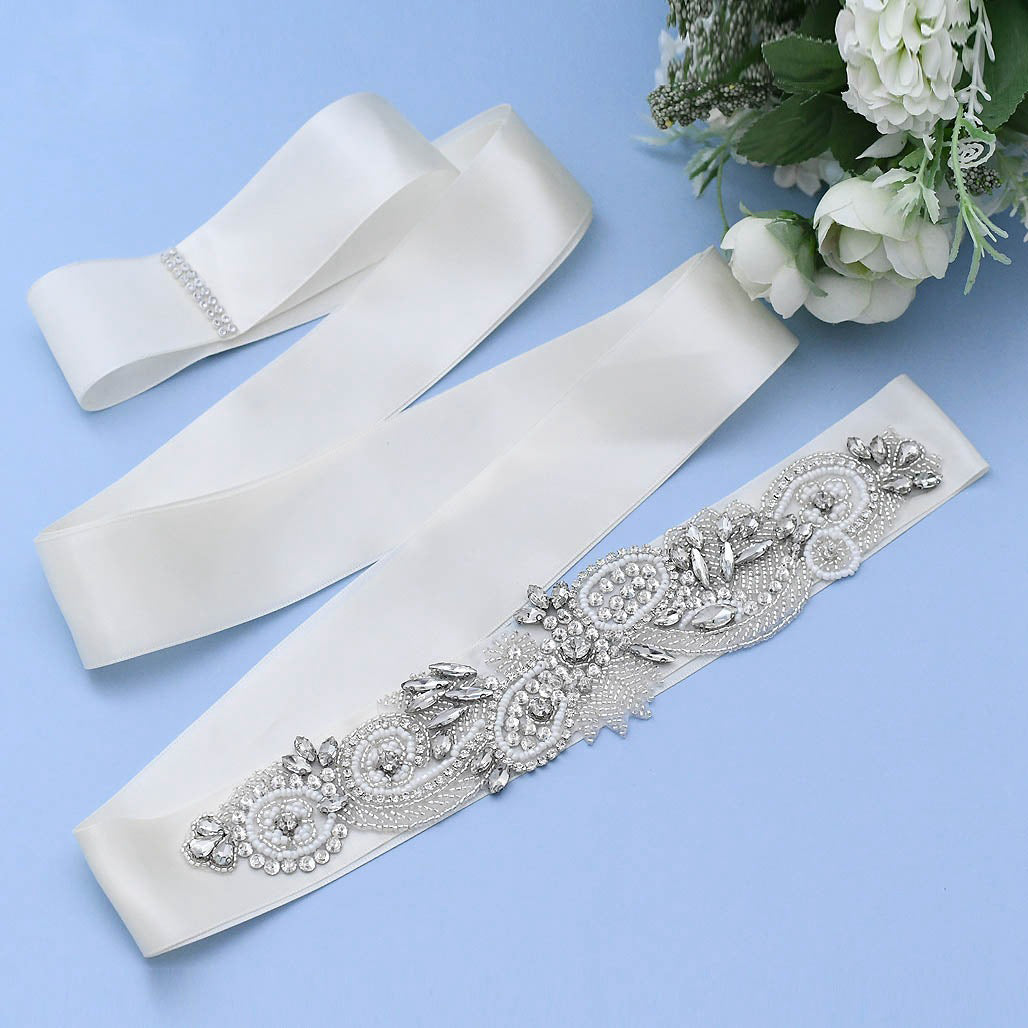 Beautiful Beading Rhinestones Wedding Sash