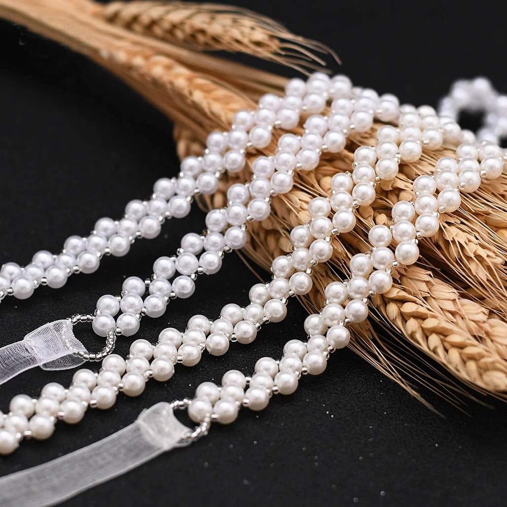 Exquisite pearls satin bridal sash