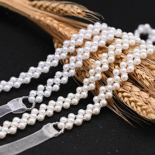 Exquisite pearls satin bridal sash