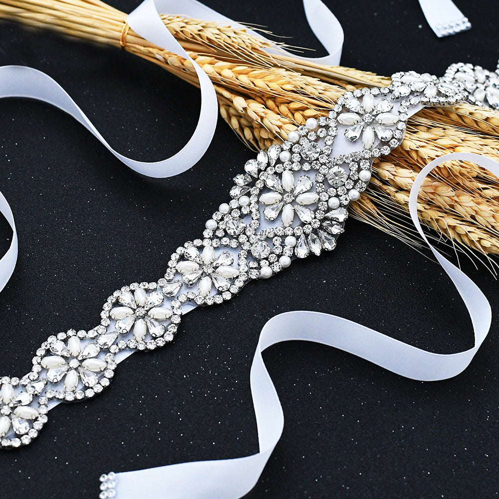 Luxurious crystals pearls bridal sash