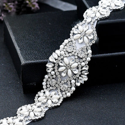 Luxurious crystals pearls bridal sash