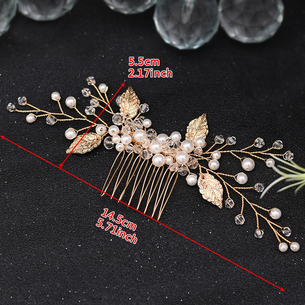 Gold clay pearl bridal hair comb