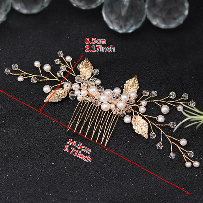 Gold clay pearl bridal hair comb