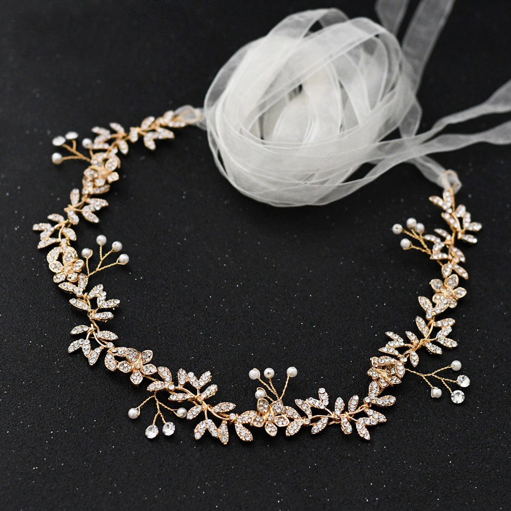 Vintage Pearl And Rhinestone Bridal Headband And Belt